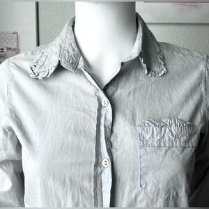 Nili Lotan button down shirt with ruffle Collar Trim light grey color size XS